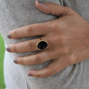 Cosmo Gold Pave Ring | Black Onyx - elliparr