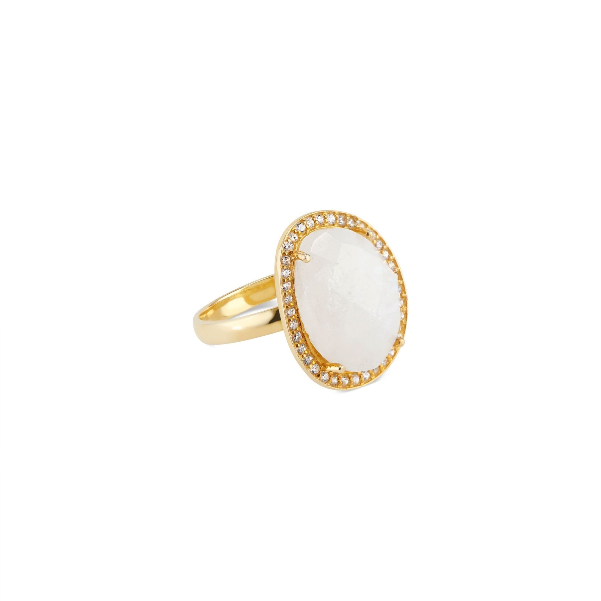 Cosmo Gold Pave Ring | Rainbow Moonstone - elliparr
