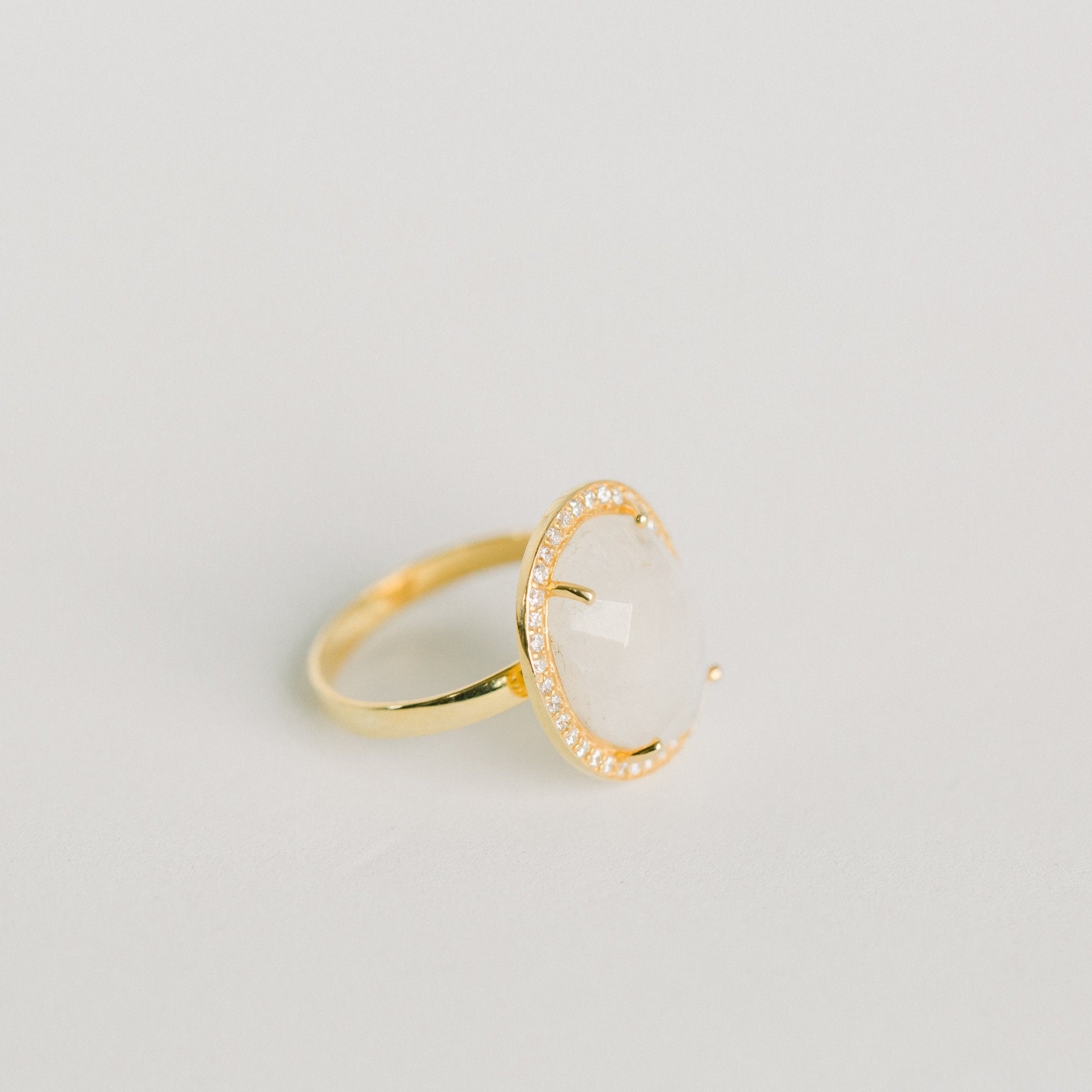 Cosmo Gold Pave Ring | Rainbow Moonstone - elliparr