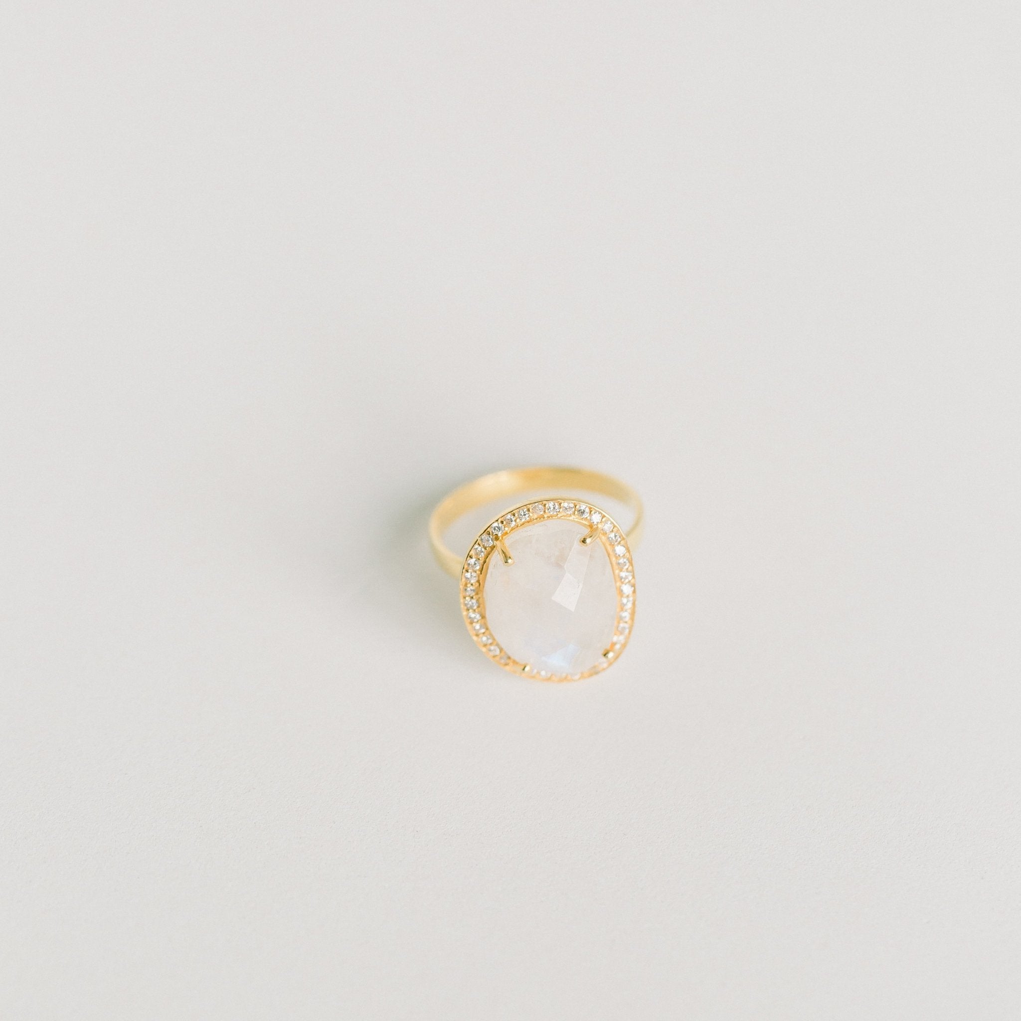 Cosmo Gold Pave Ring | Rainbow Moonstone - elliparr