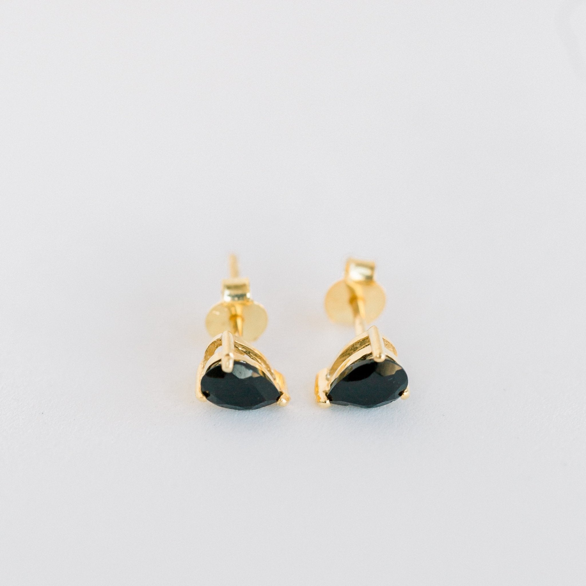 Deco Mini Teardrop Studs | Black Onyx - elliparr