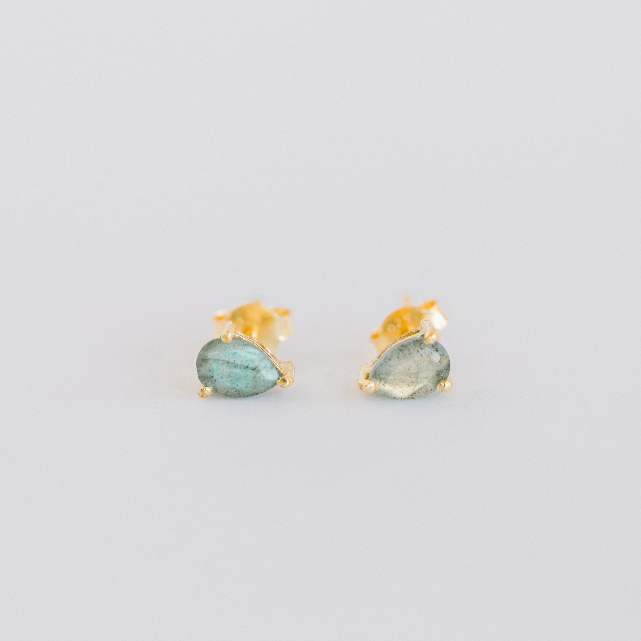 Deco Mini Teardrop Studs | Labradorite - elliparr