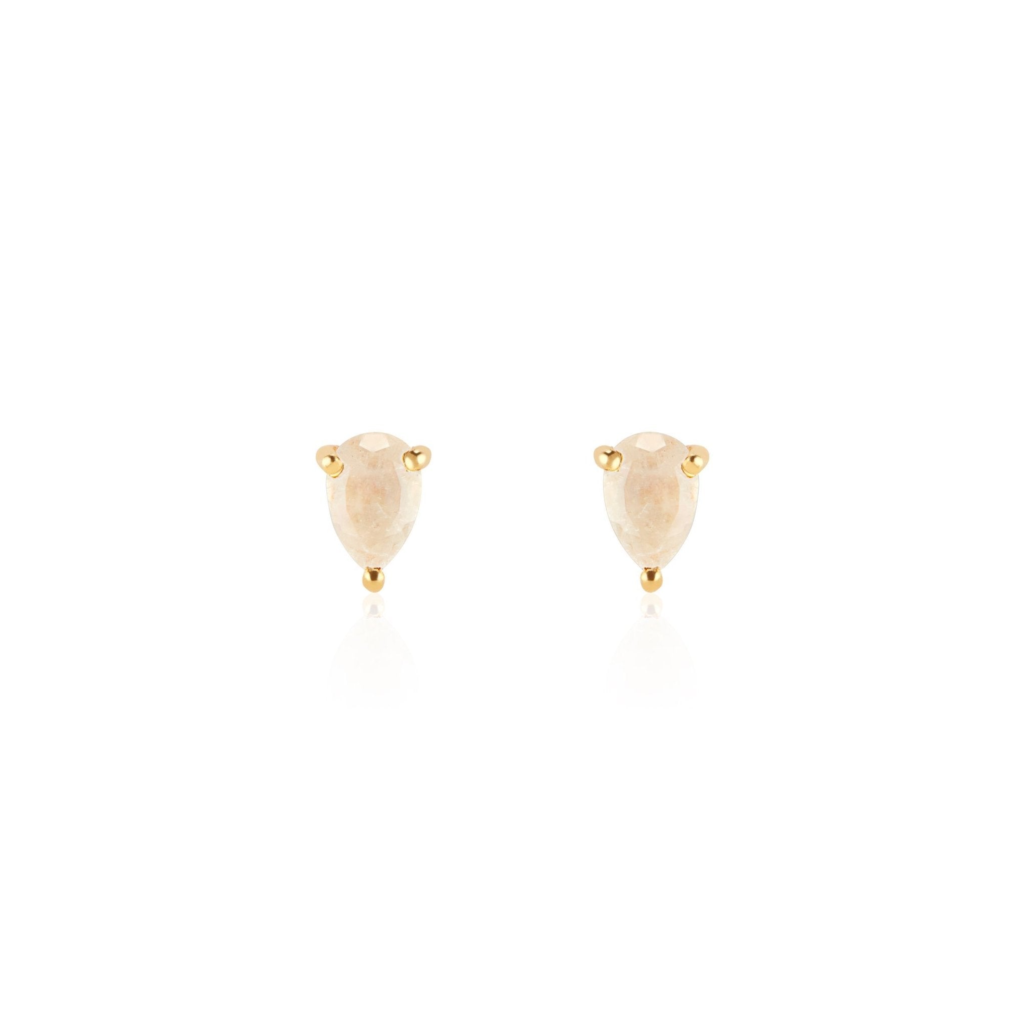 Deco Mini Teardrop Studs | Moonstone - elliparr