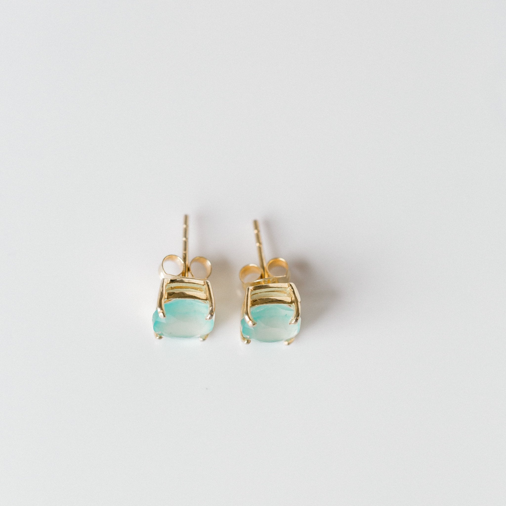 Emmy Studs | Aqua Chalcedony - elliparr