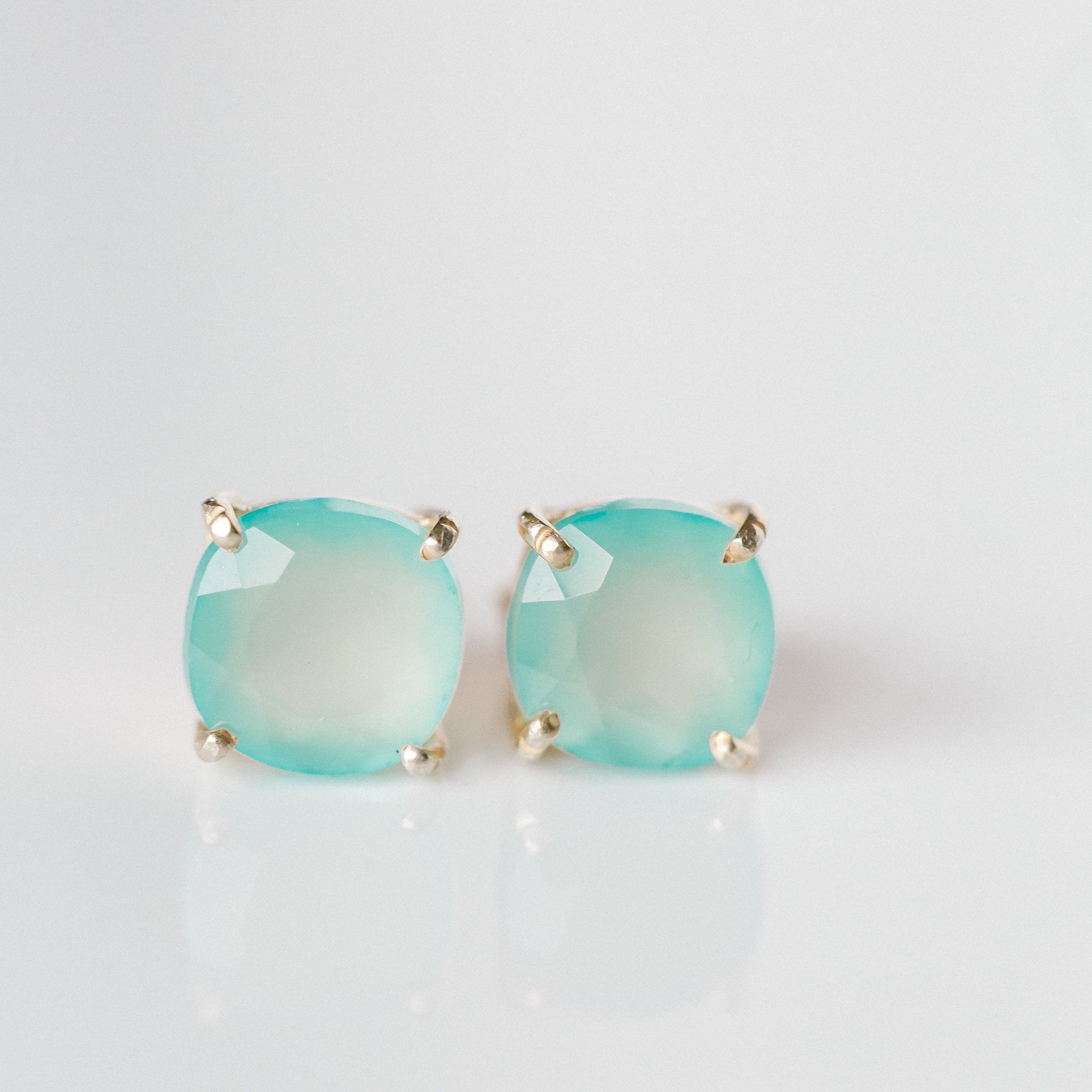 Emmy Studs | Aqua Chalcedony - elliparr