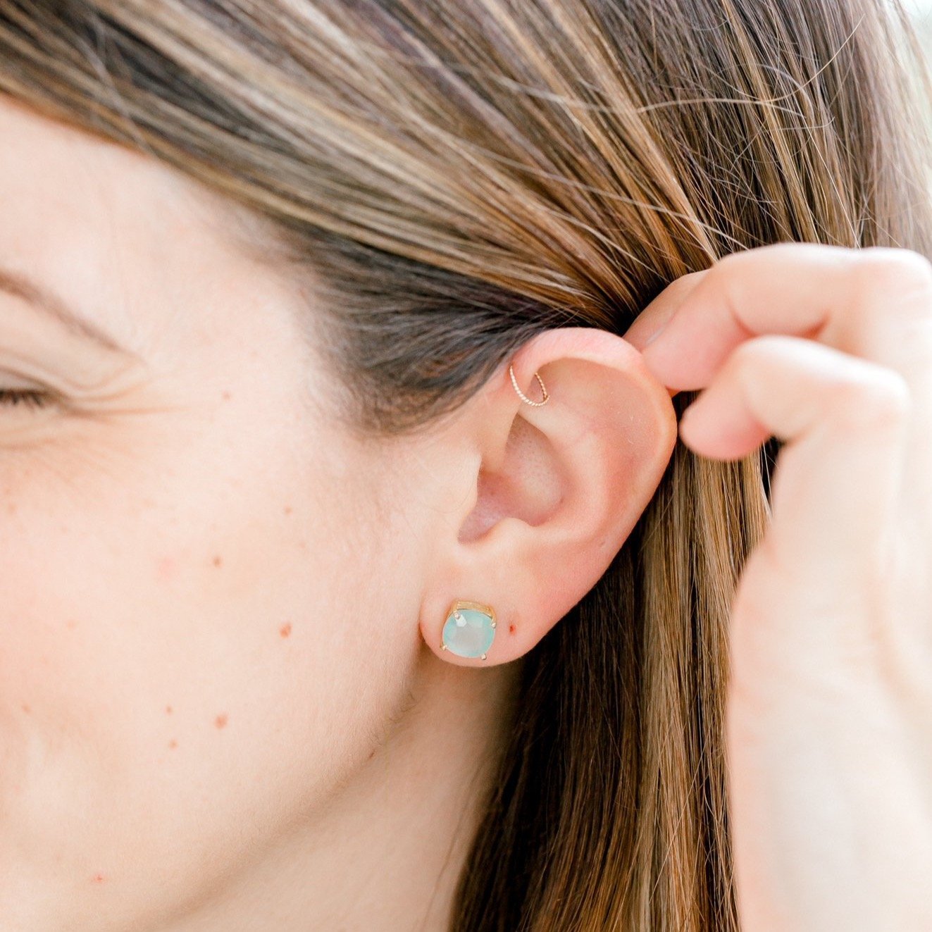 Emmy Studs | Aqua Chalcedony - elliparr