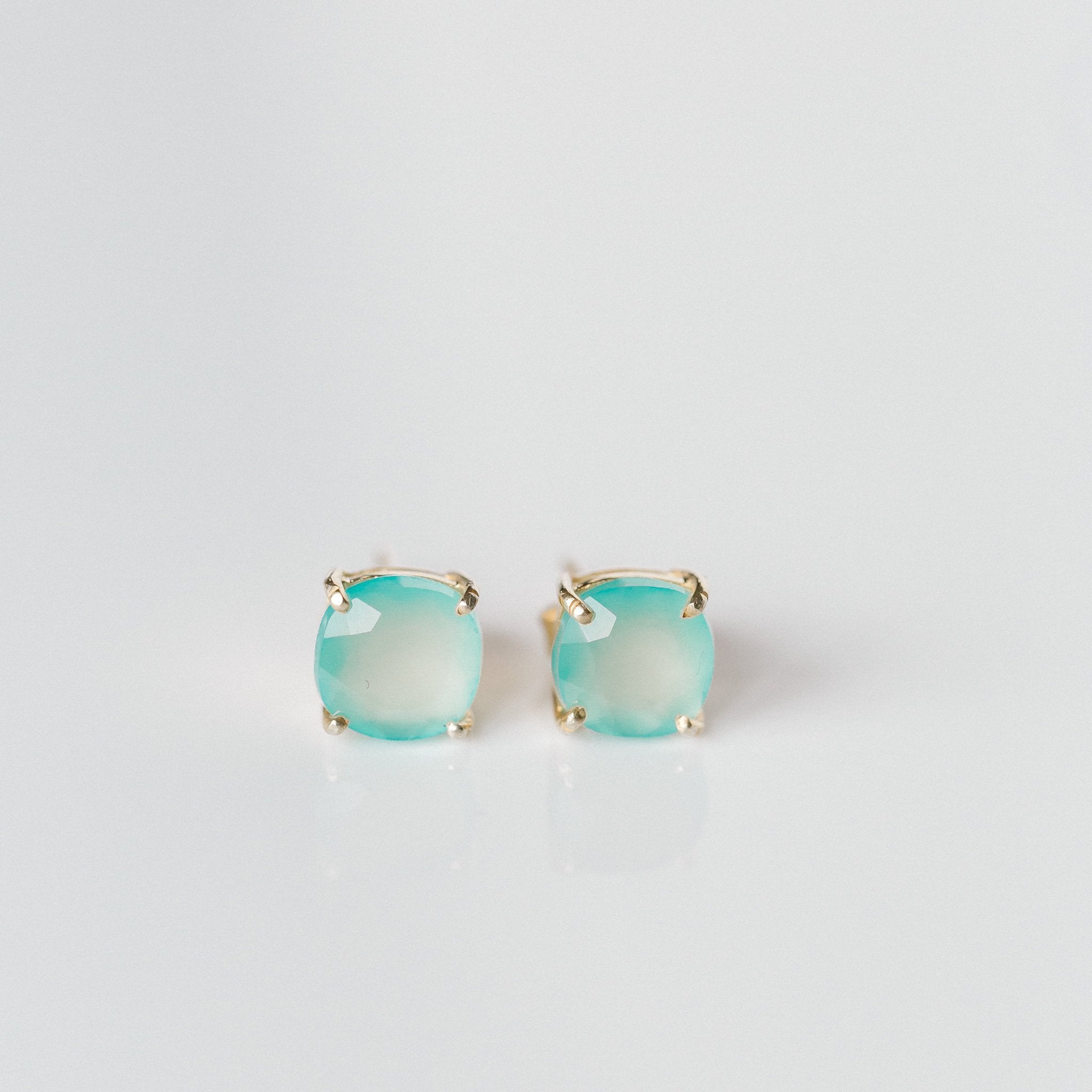 Emmy Studs | Aqua Chalcedony - elliparr