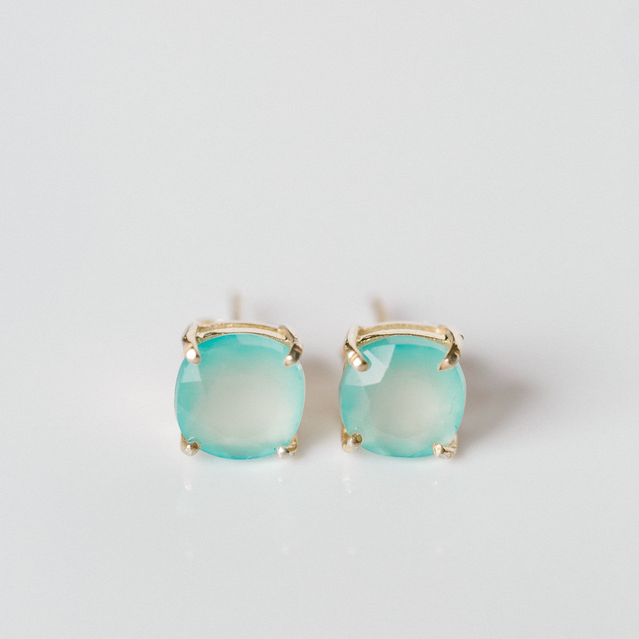 Emmy Studs | Aqua Chalcedony - elliparr