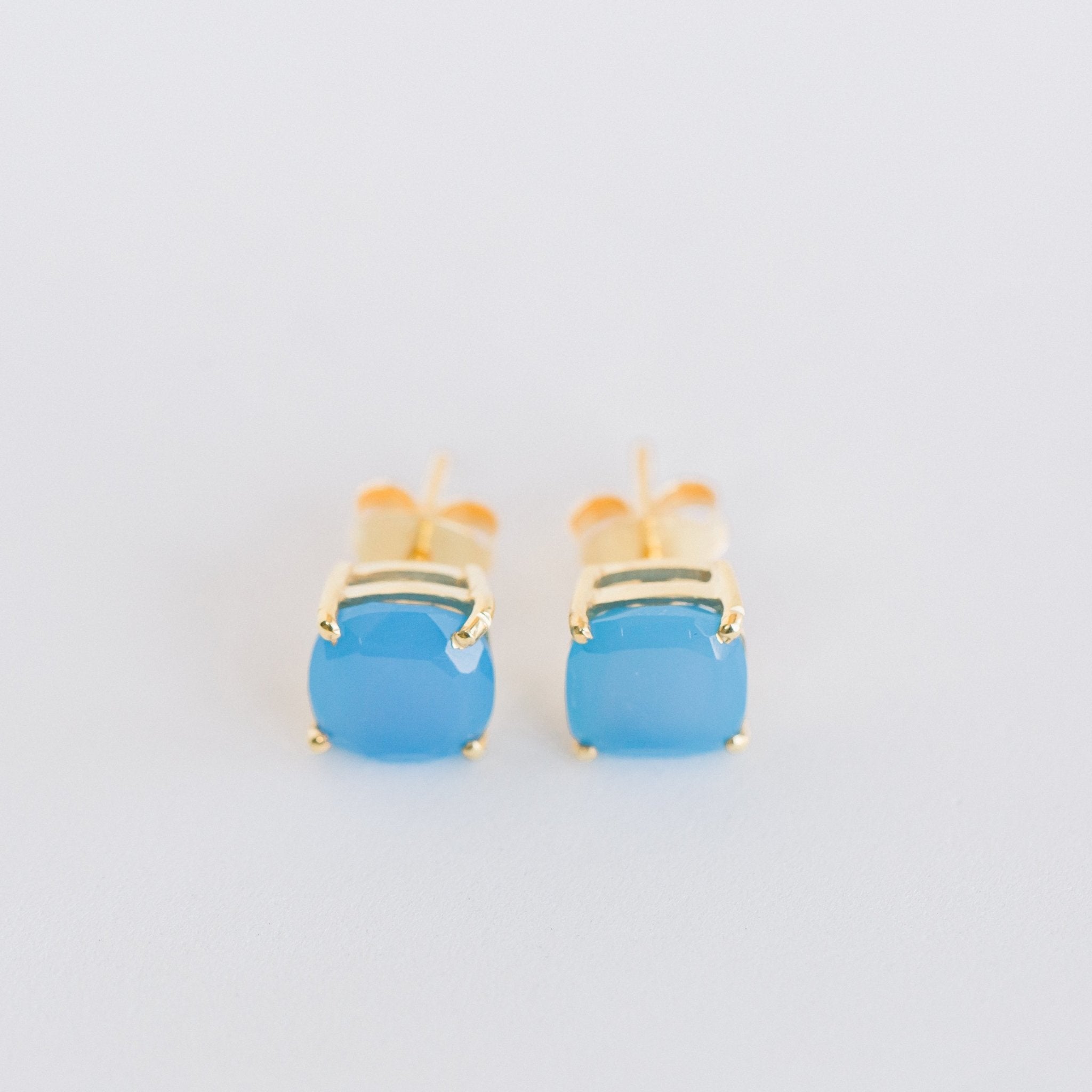 Emmy Studs | Blue Chalcedony - elliparr