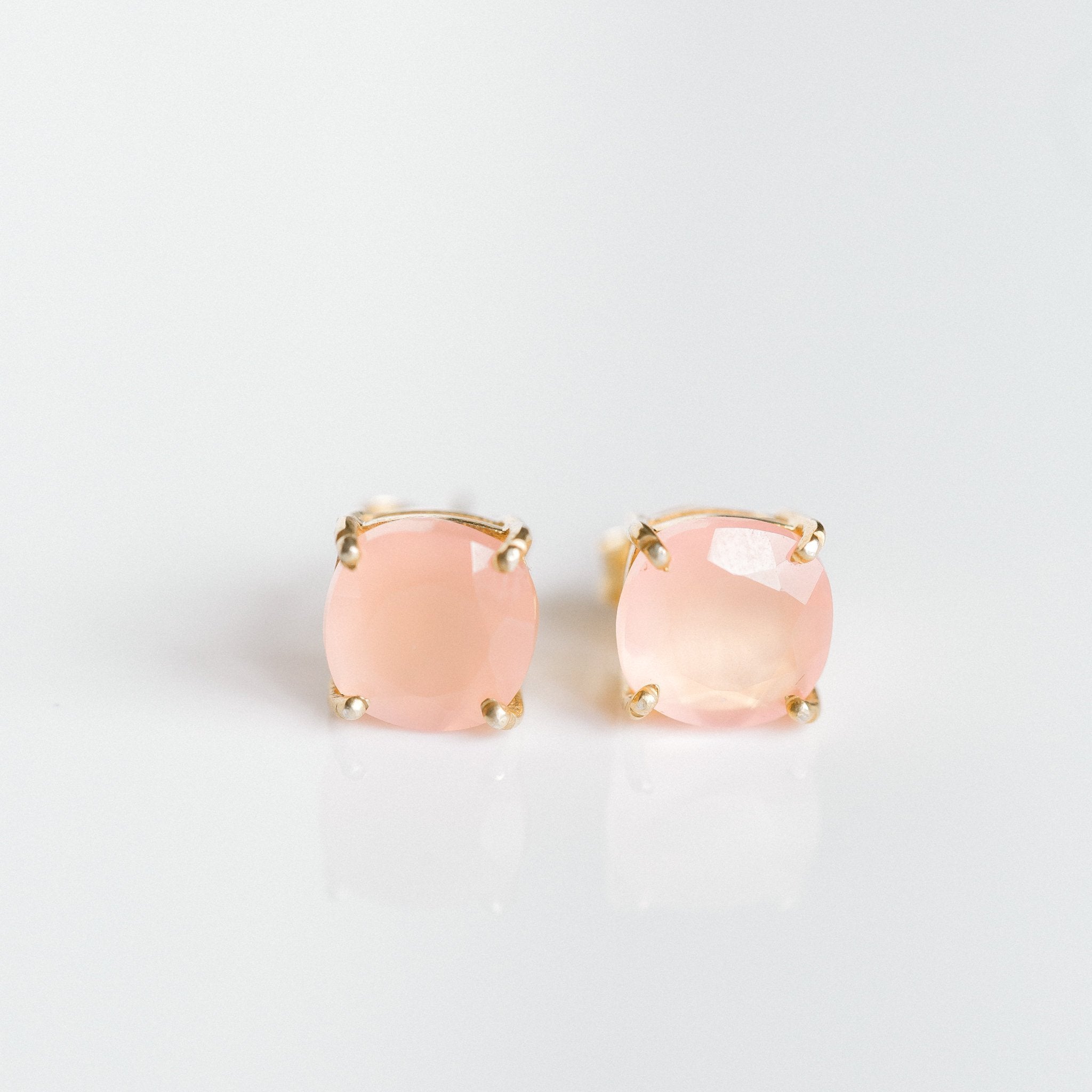 Emmy Studs | Pink Chalcedony - elliparr