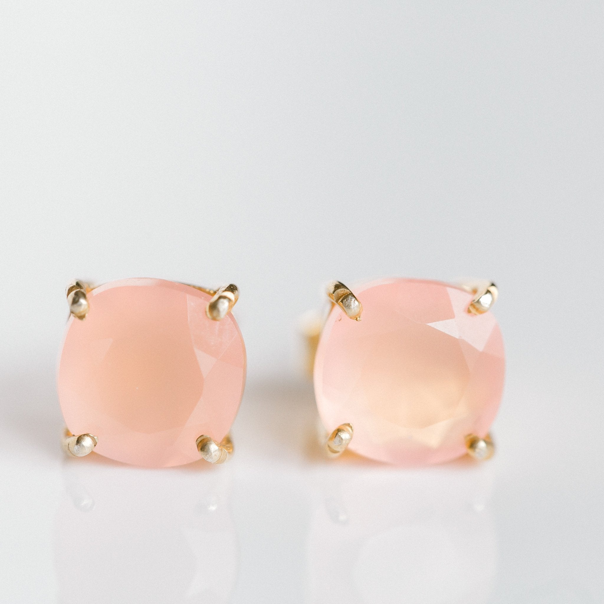 Emmy Studs | Pink Chalcedony - elliparr