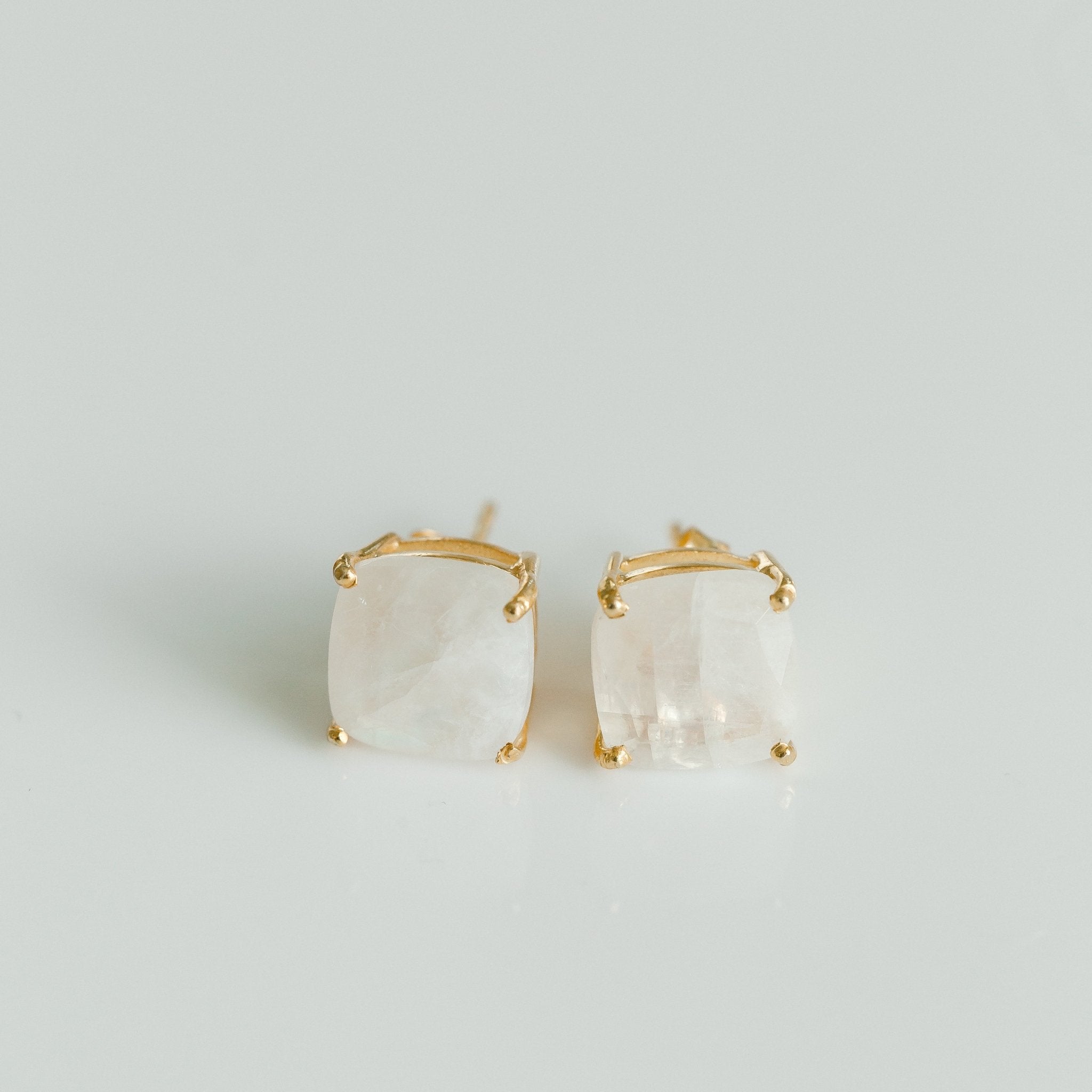 Emmy Studs | Rainbow Moonstone - elliparr