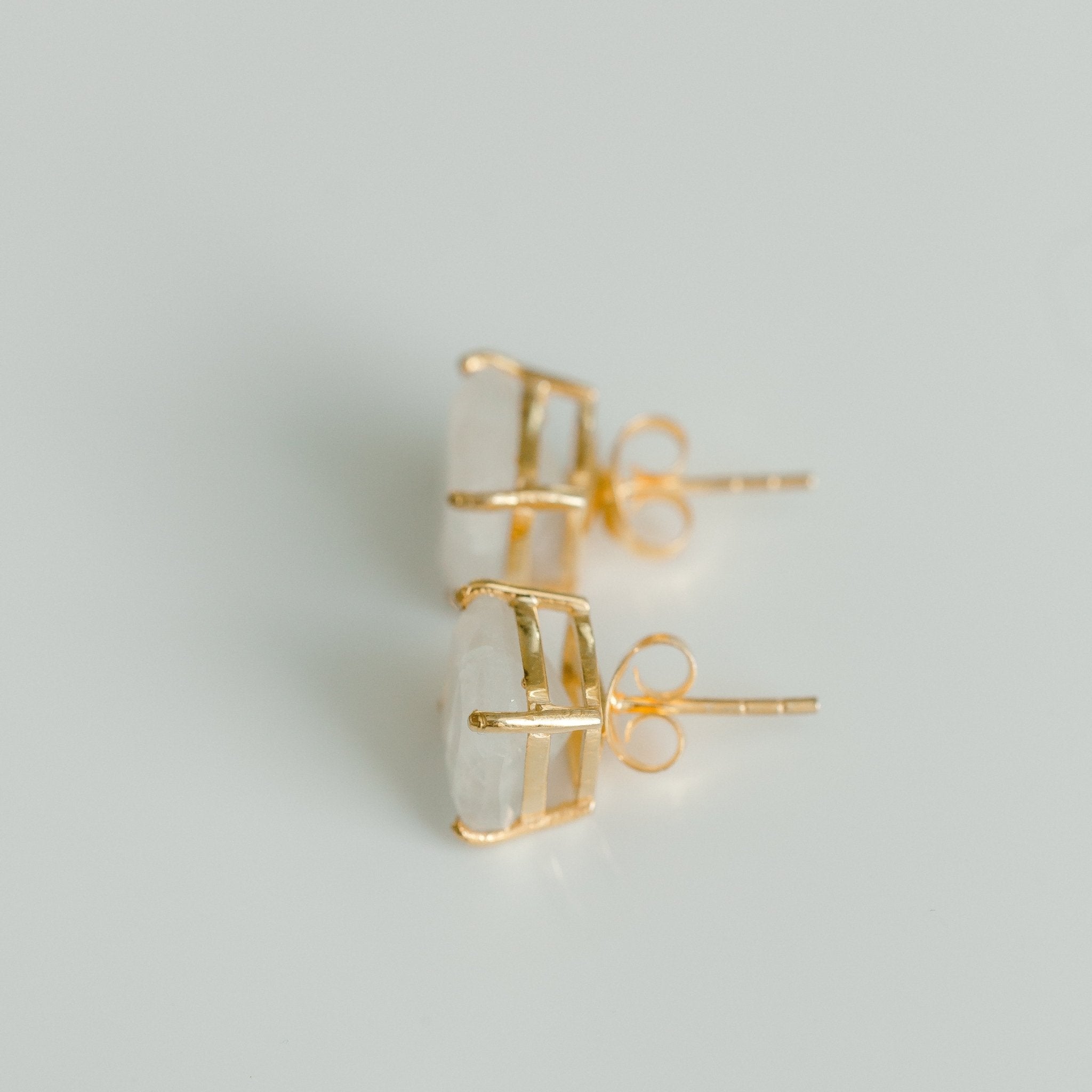 Emmy Studs | Rainbow Moonstone - elliparr