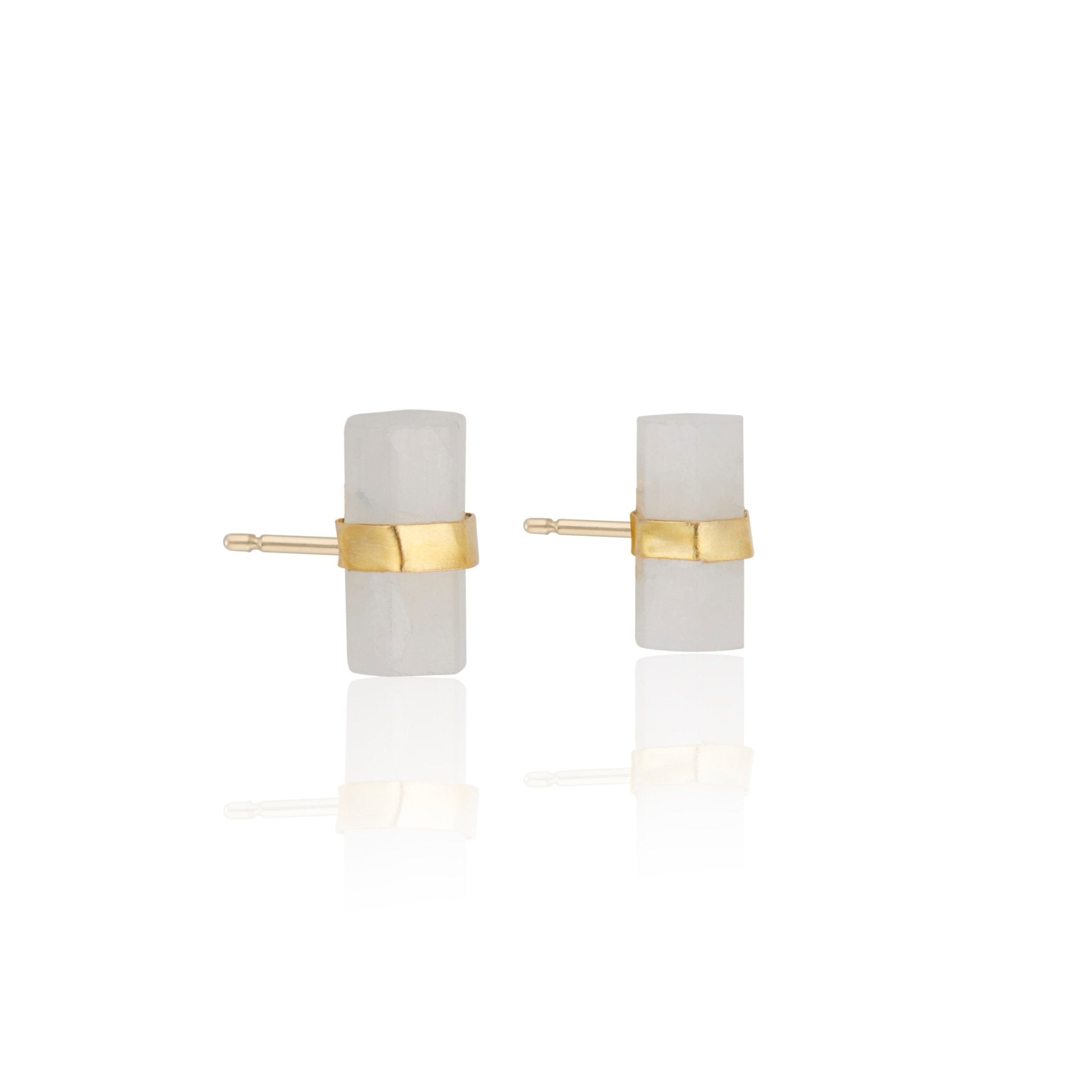 Layne Pillar Studs | Rainbow Moonstone - elliparr