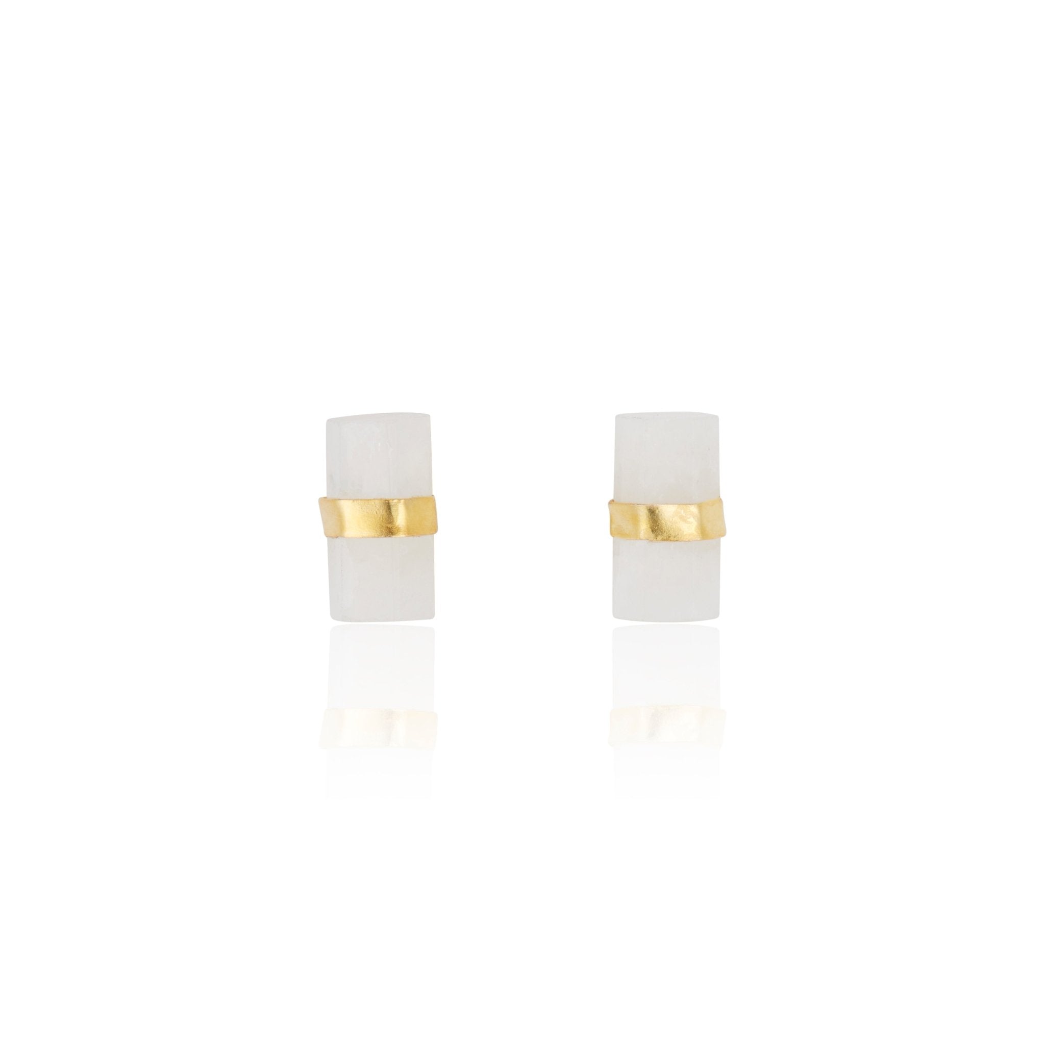 Layne Pillar Studs | Rainbow Moonstone - elliparr