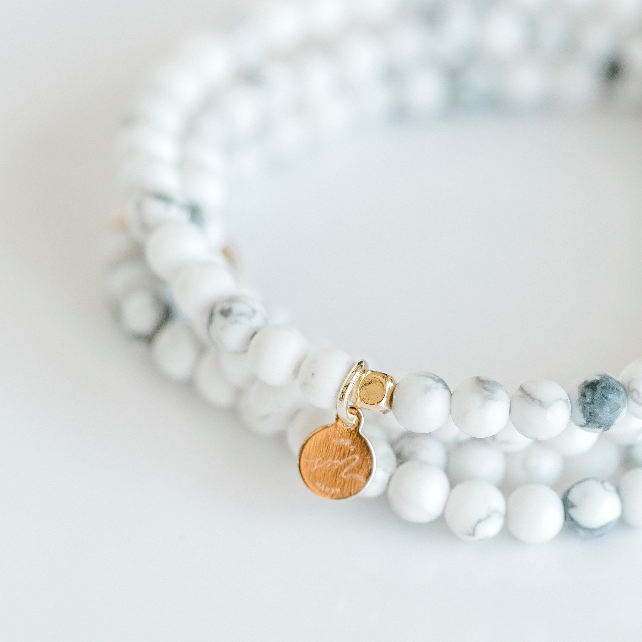 Mini Beaded Bracelet | White Howlite - elliparr