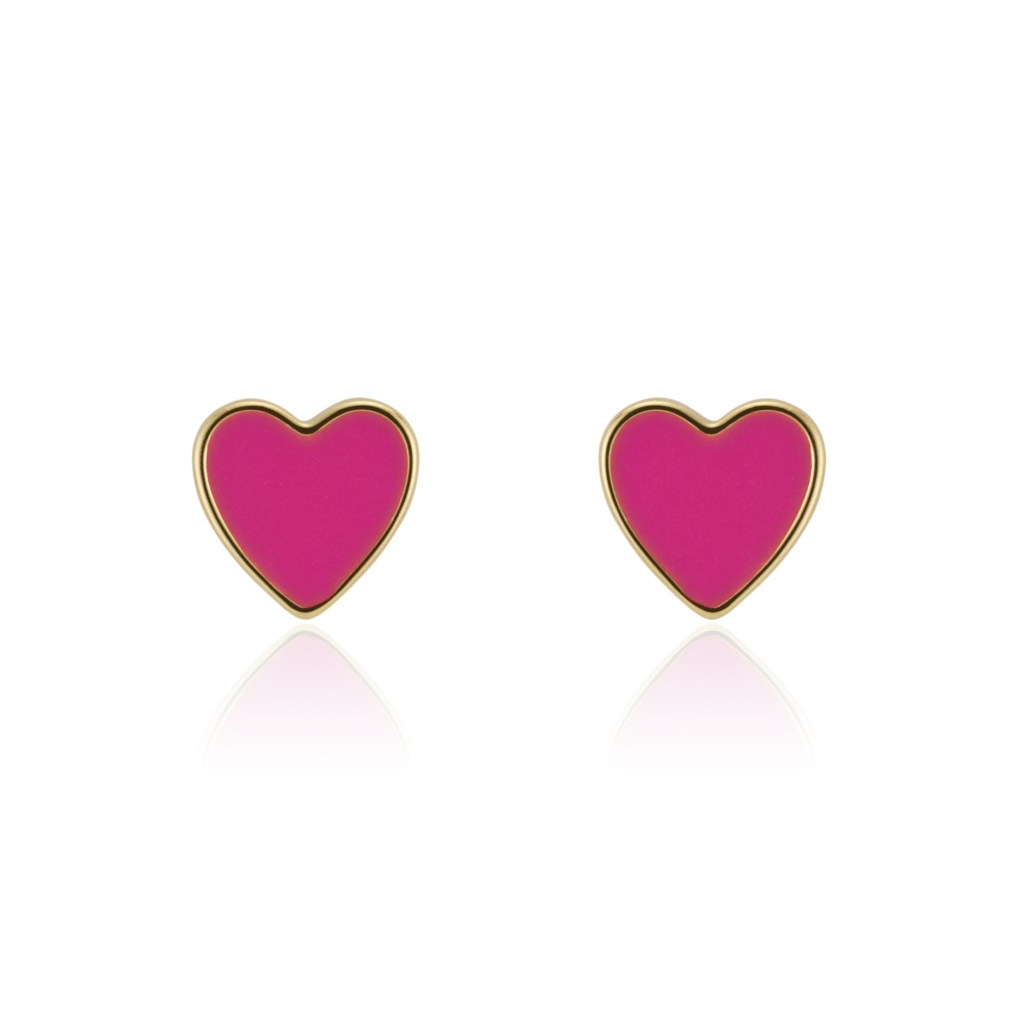 Pink Enamel Heart Studs - elliparr