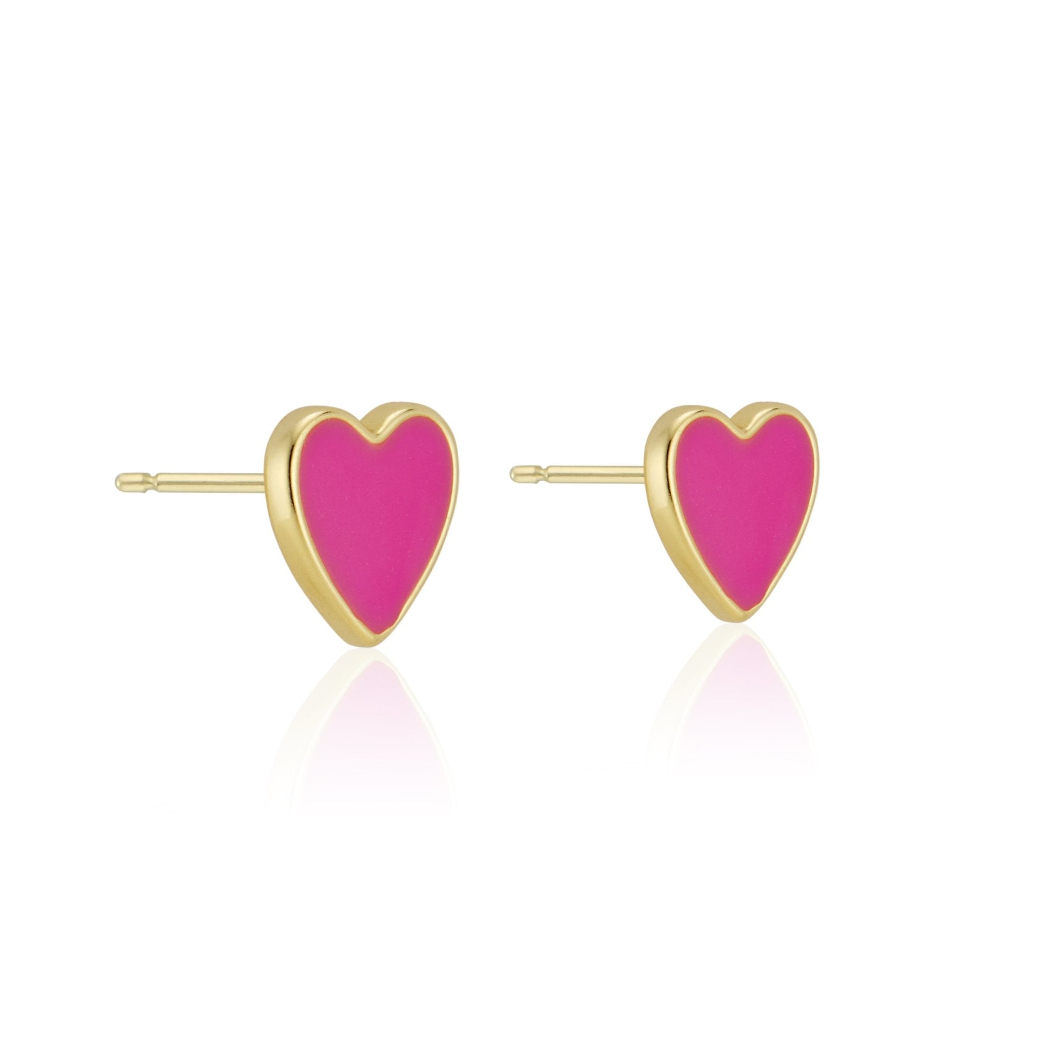 Pink Enamel Heart Studs - elliparr