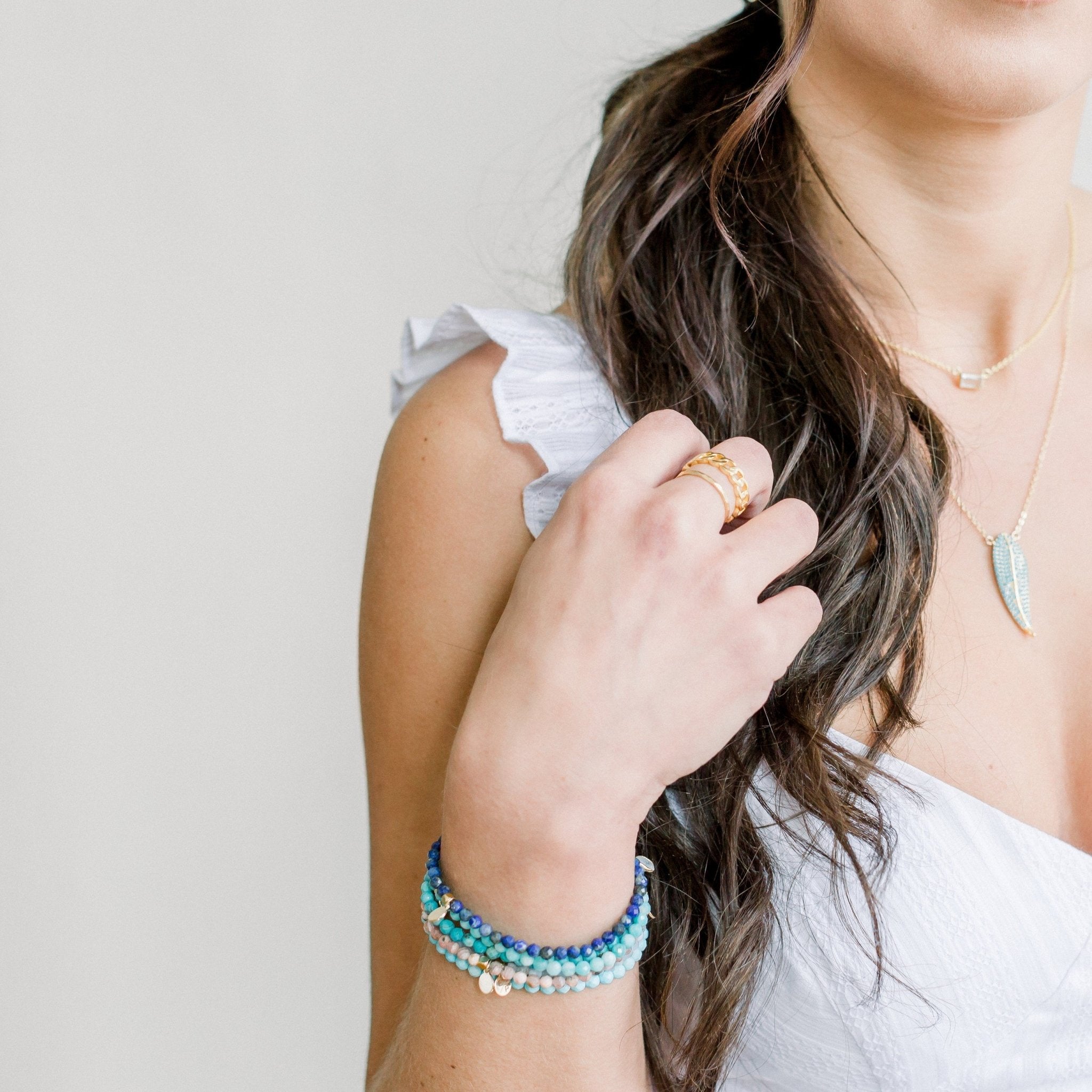 Posh Mini Beaded Bracelet | Aquamarine - elliparr