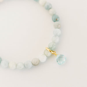 Royal Gemstone Beaded Bracelet | Aquamarine - elliparr