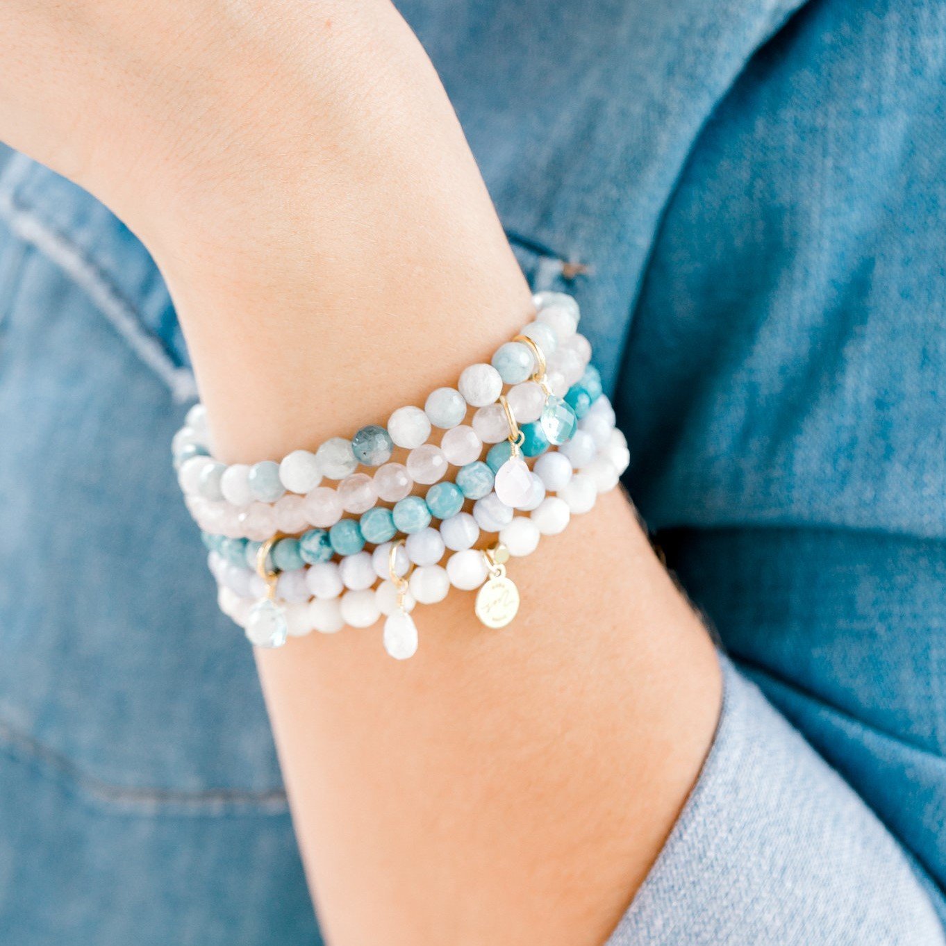 Royal Gemstone Beaded Bracelet | Aquamarine - elliparr