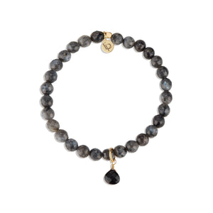 Royal Gemstone Beaded Bracelet | Black Labradorite - elliparr