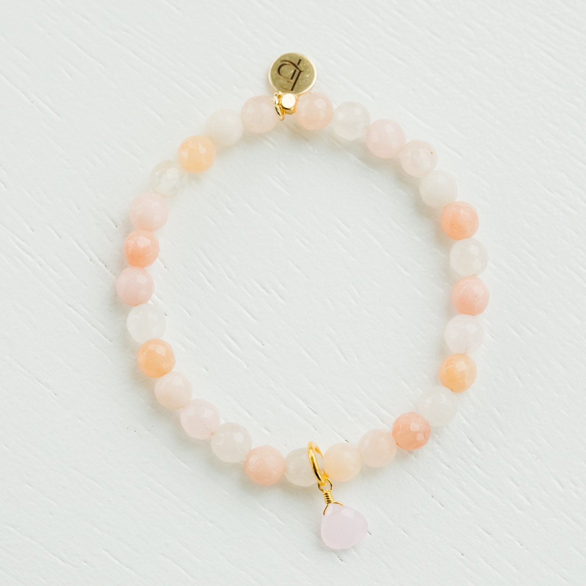 Royal Gemstone Beaded Bracelet | Peach Moonstone - elliparr