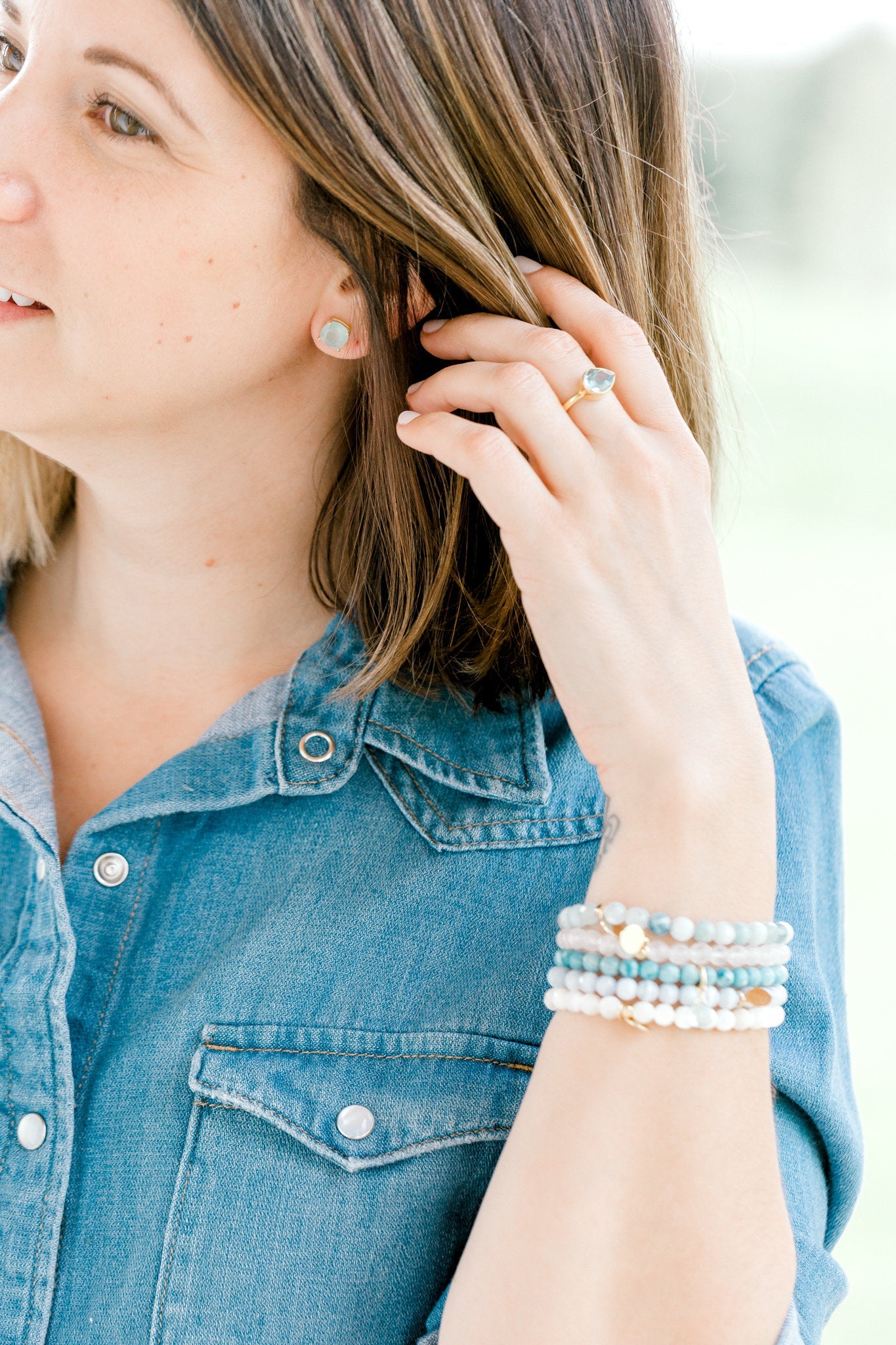 Royal Gemstone Beaded Bracelet | Peach Moonstone - elliparr